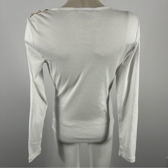 Lauren by Ralph Lauren Elegant White Long Sleeve Top M - Picture 4 of 10